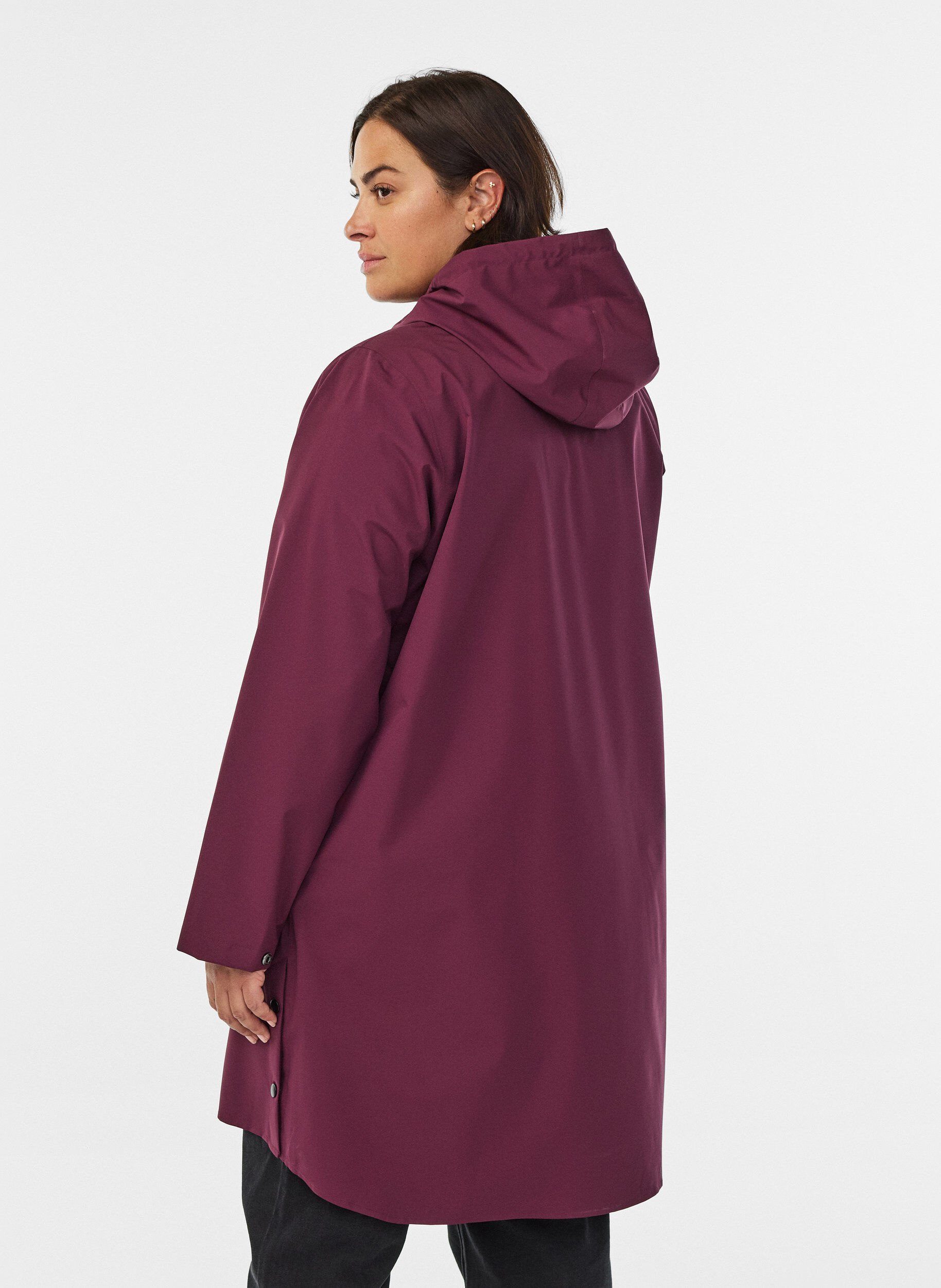 ZizziRegenjas met zakken en capuchon, Donker Bordeaux, Model image number 2