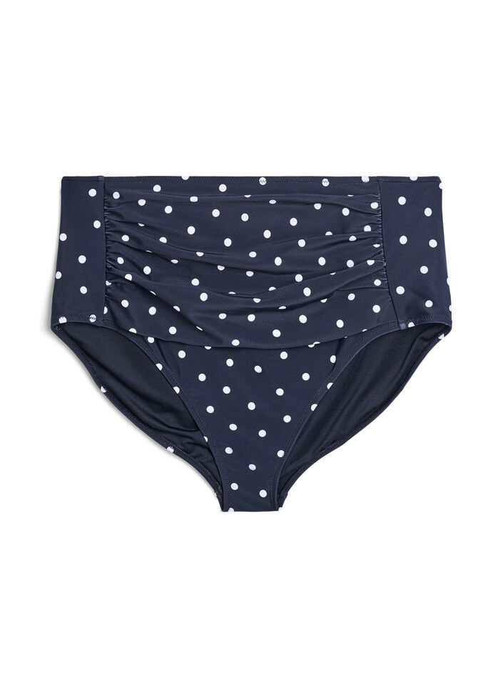 Hoge taille bikinibroekje met stippen, Zwart, Packshot image number 0