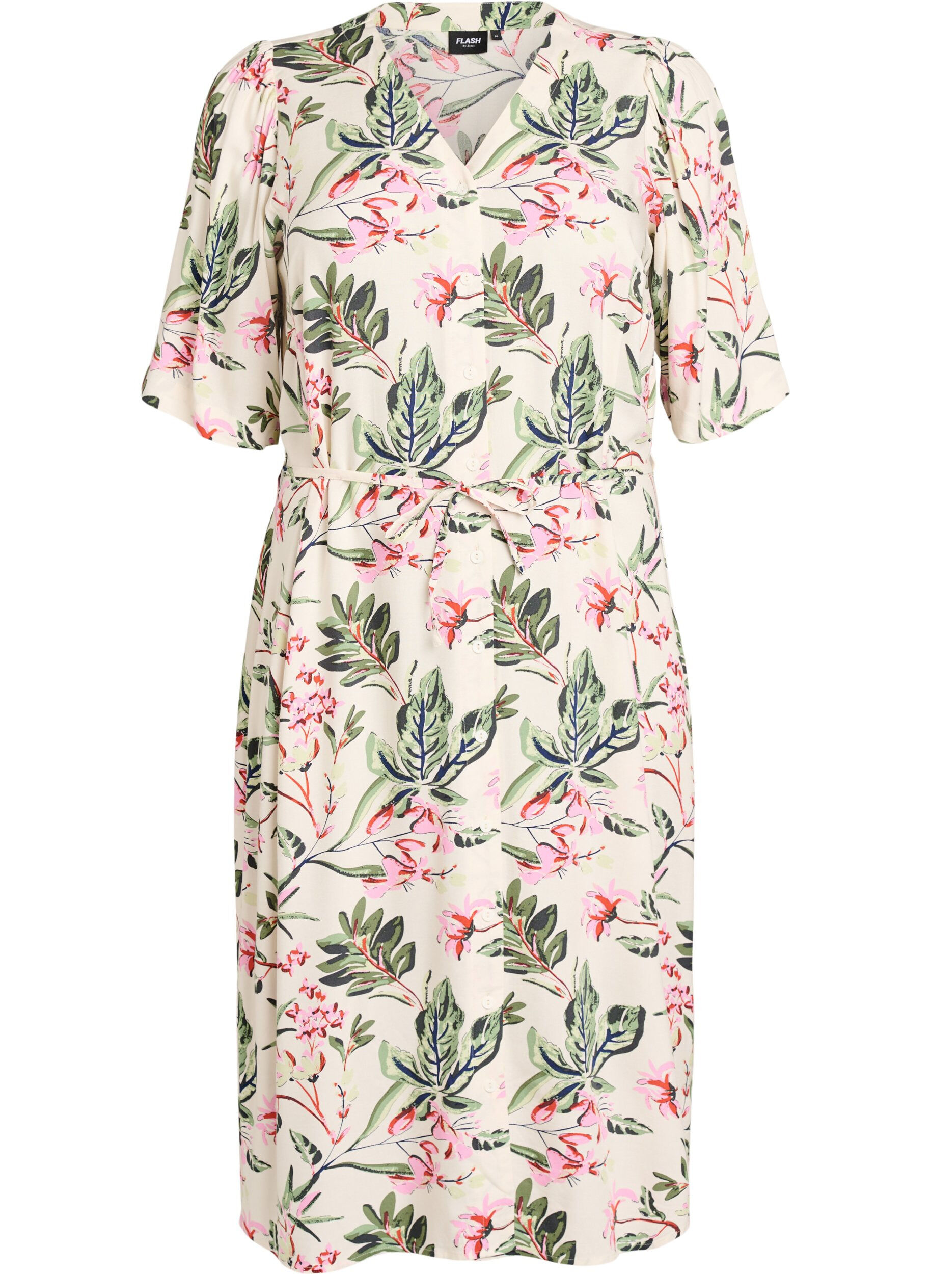 FLASH - Midijurk met print en strikceintuur