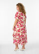 Bloemenprint chiffon jurk met ruches en een V-hals, Roze, Model image number 1