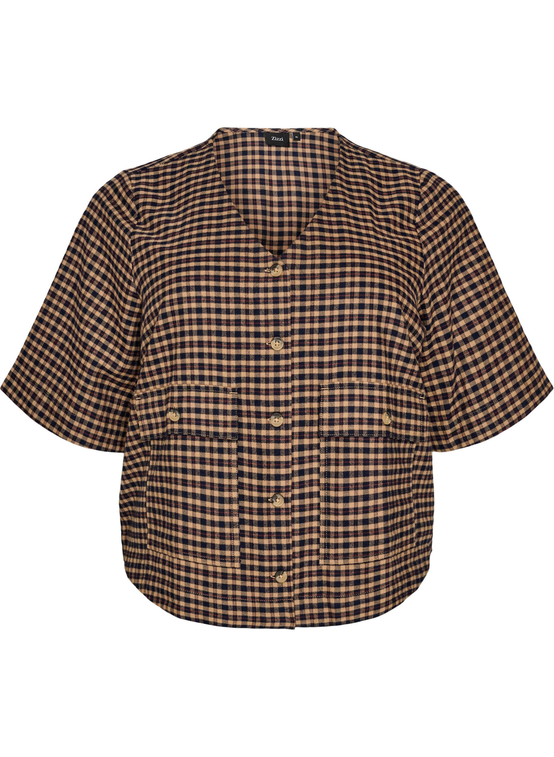 Geruite blouse met borstzakken