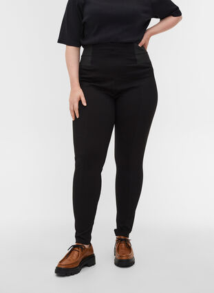 ZizziLegging met breed elastiek in de taille, Zwart, Model image number 3