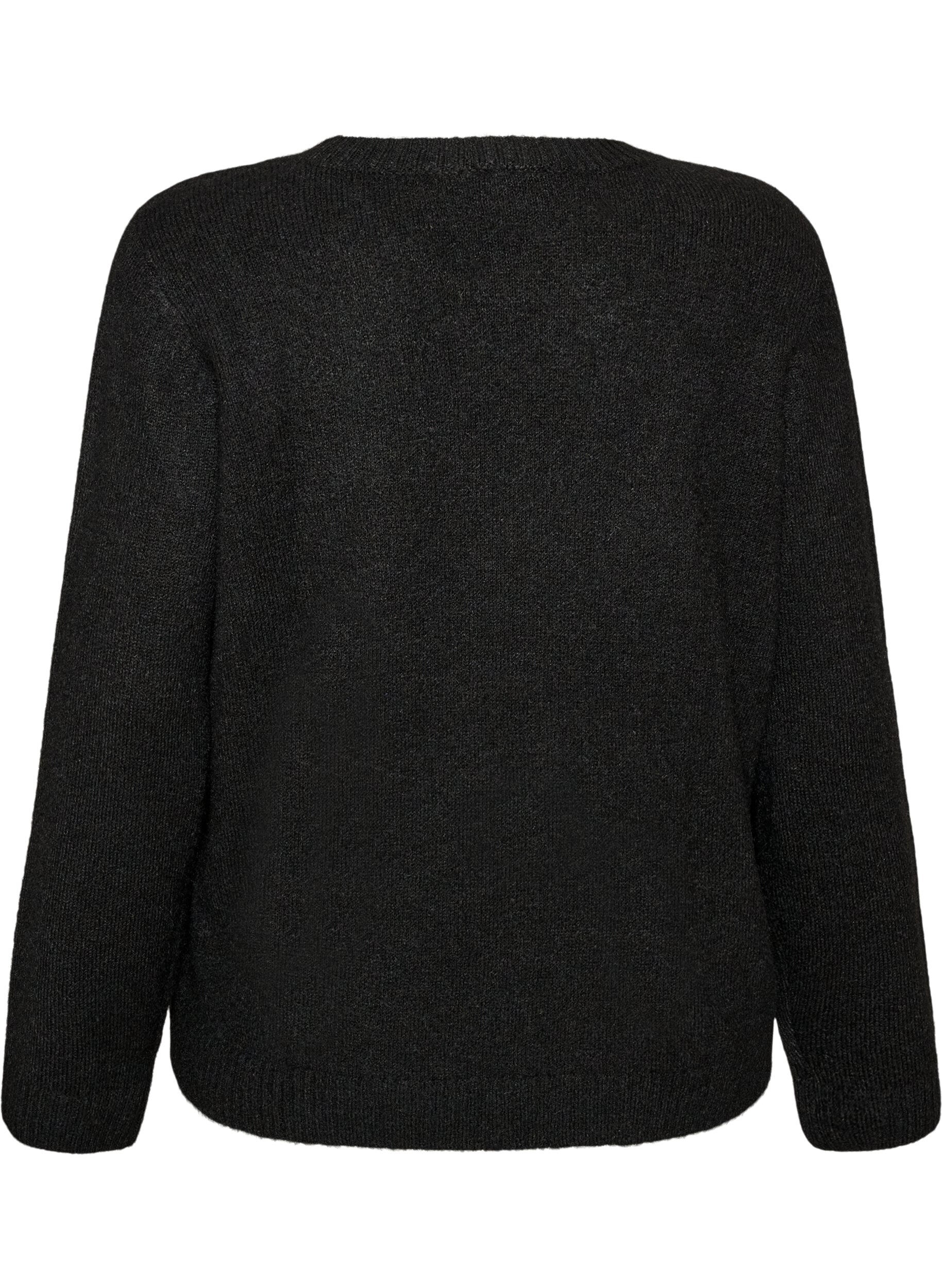 ZizziJumper met ronde hals en losse pasvorm, Zwart, Packshot image number 1