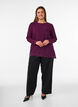 Jersey blouse met asymmetrische kanten rand, Paars, Model image number 1