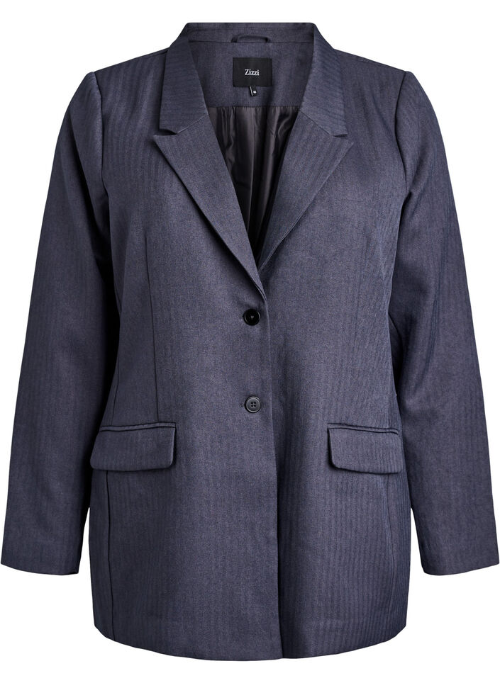 Klassieke blazer met zakken, Grijs, Packshot image number 0