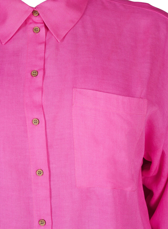 Linnen en viscose shirt met lange mouwen, Roze, Packshot image number 2