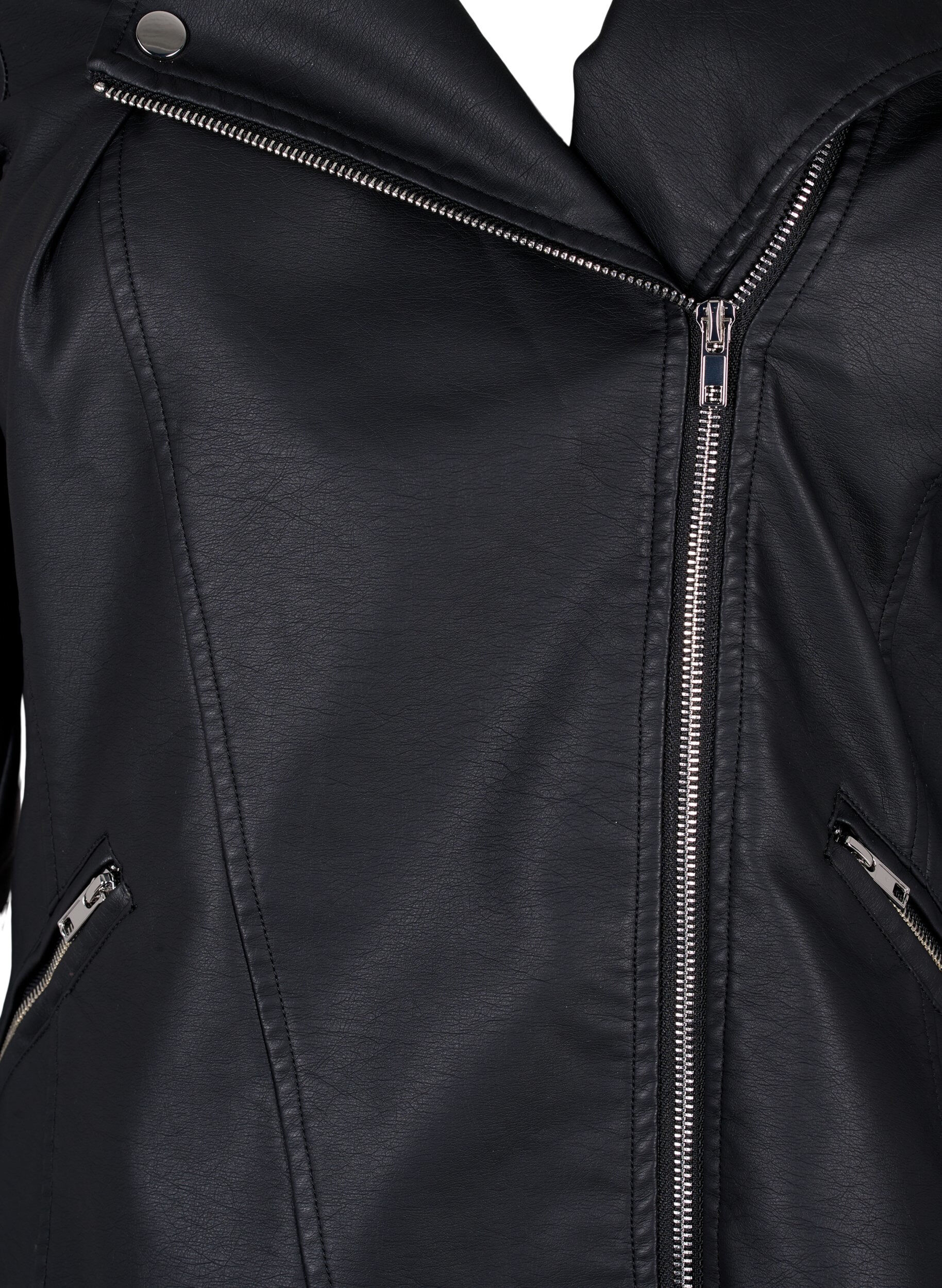 ZizziImitatie leren bikerjas, Zwart, Packshot image number 2