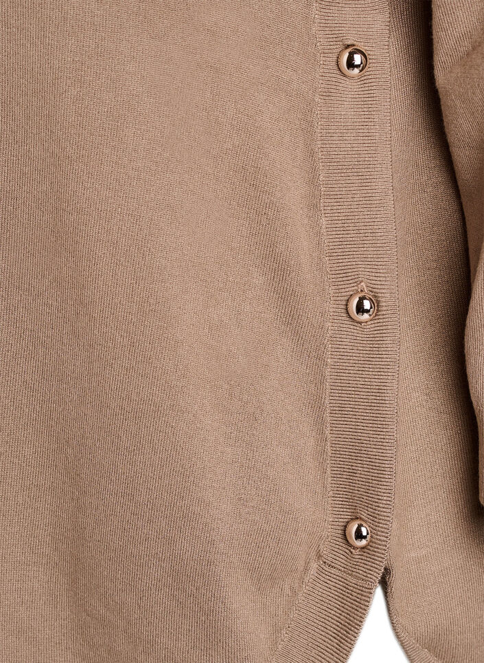 Gebreide blouse met knoopsluiting aan de zijkant, Beige, Packshot image number 3