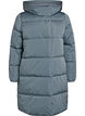 Lange gewatteerde jas met capuchon, Blauw, Packshot image number 0