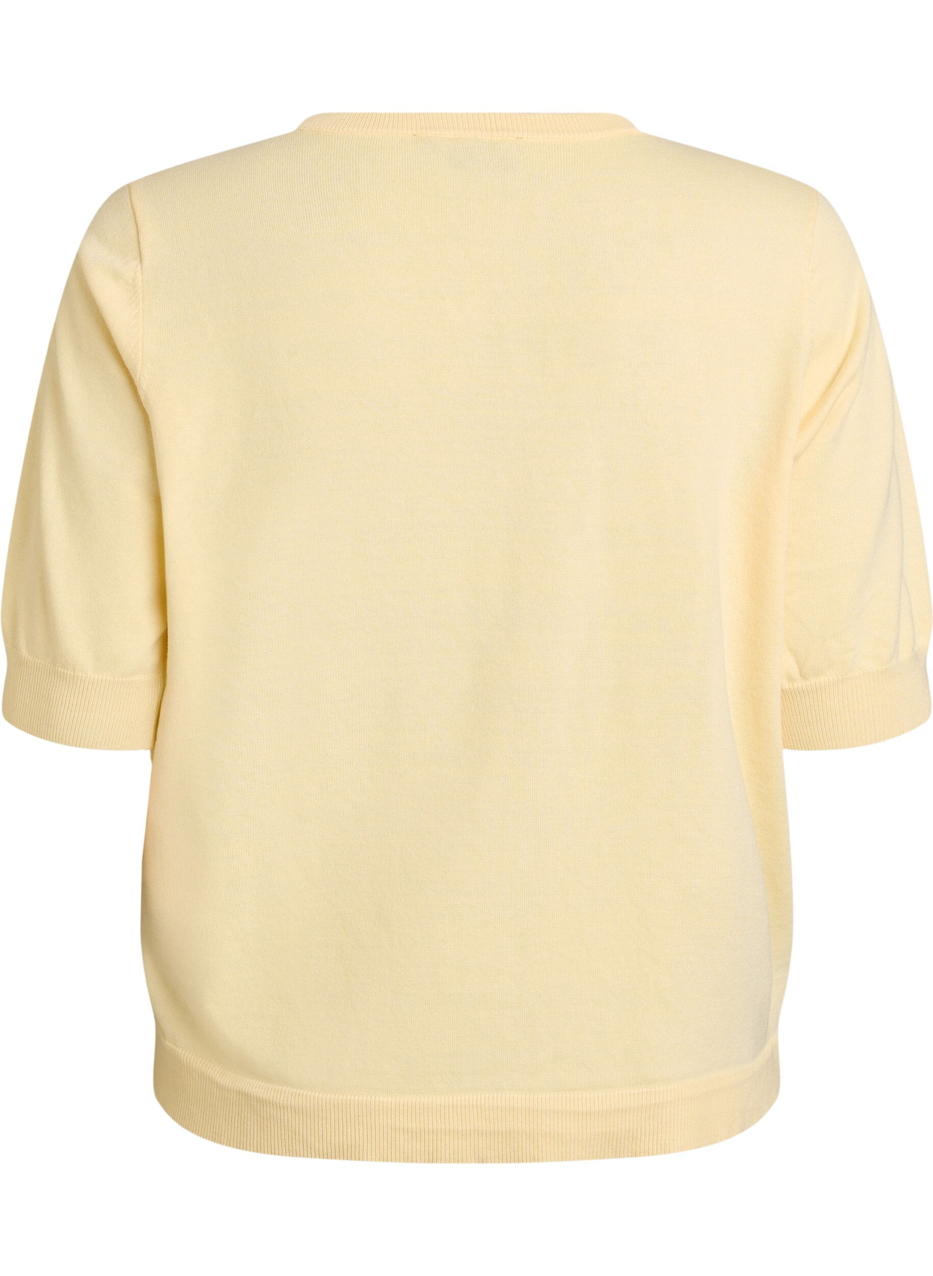 ZizziFijngebreide blouse met korte mouwen, Geel, Packshot image number 1