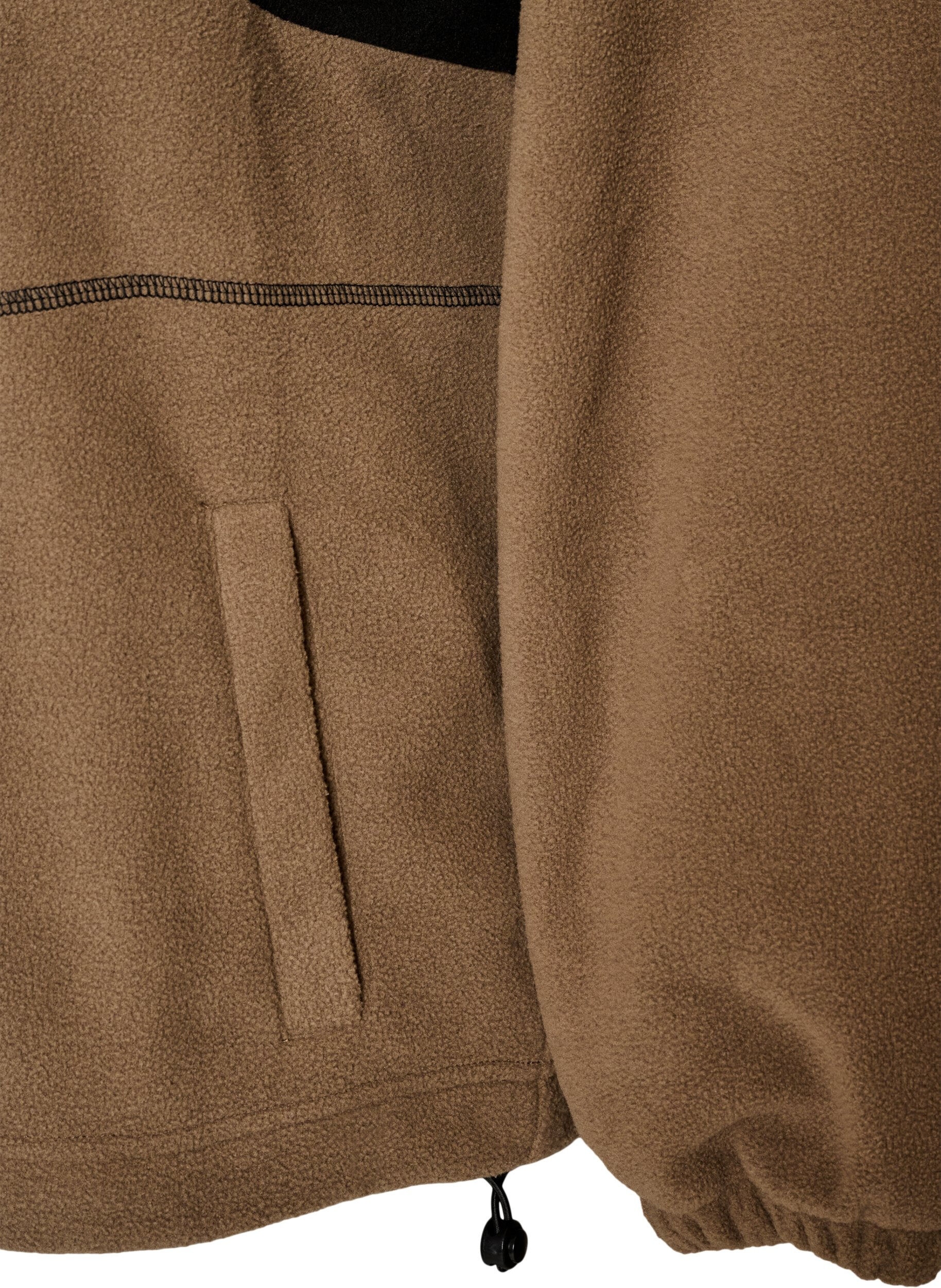 ZizziFleece-anorak met capuchon en contrasterend paneel, Bruin, Packshot image number 3