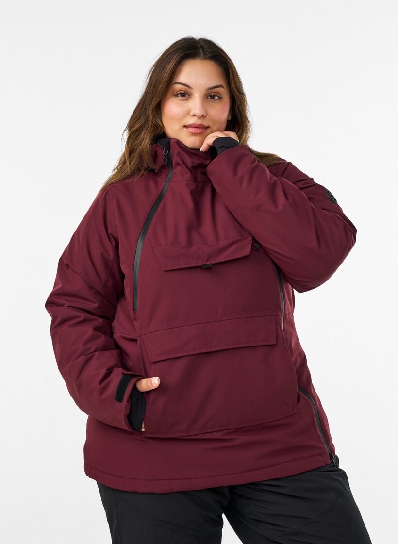Functionele ski-anorak met capuchon, Rood, Model image number 0