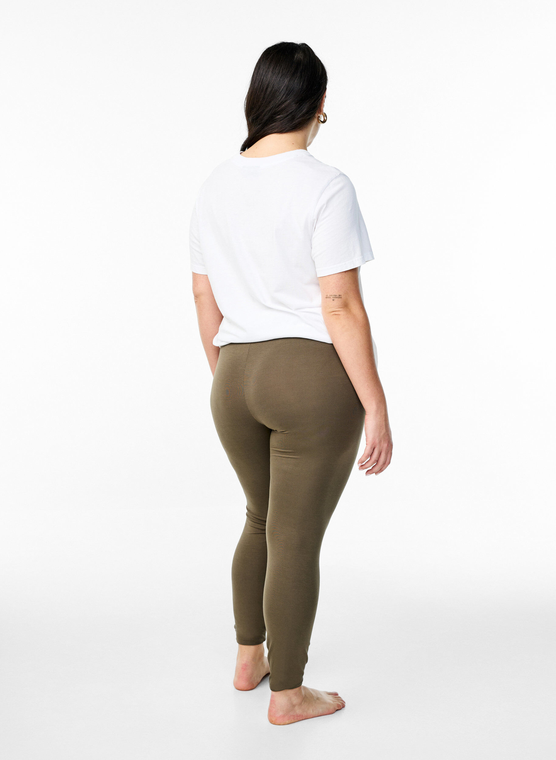 Zizzi Leggings basiques en viscose, Vert fonc&eacute;, Model image number 2