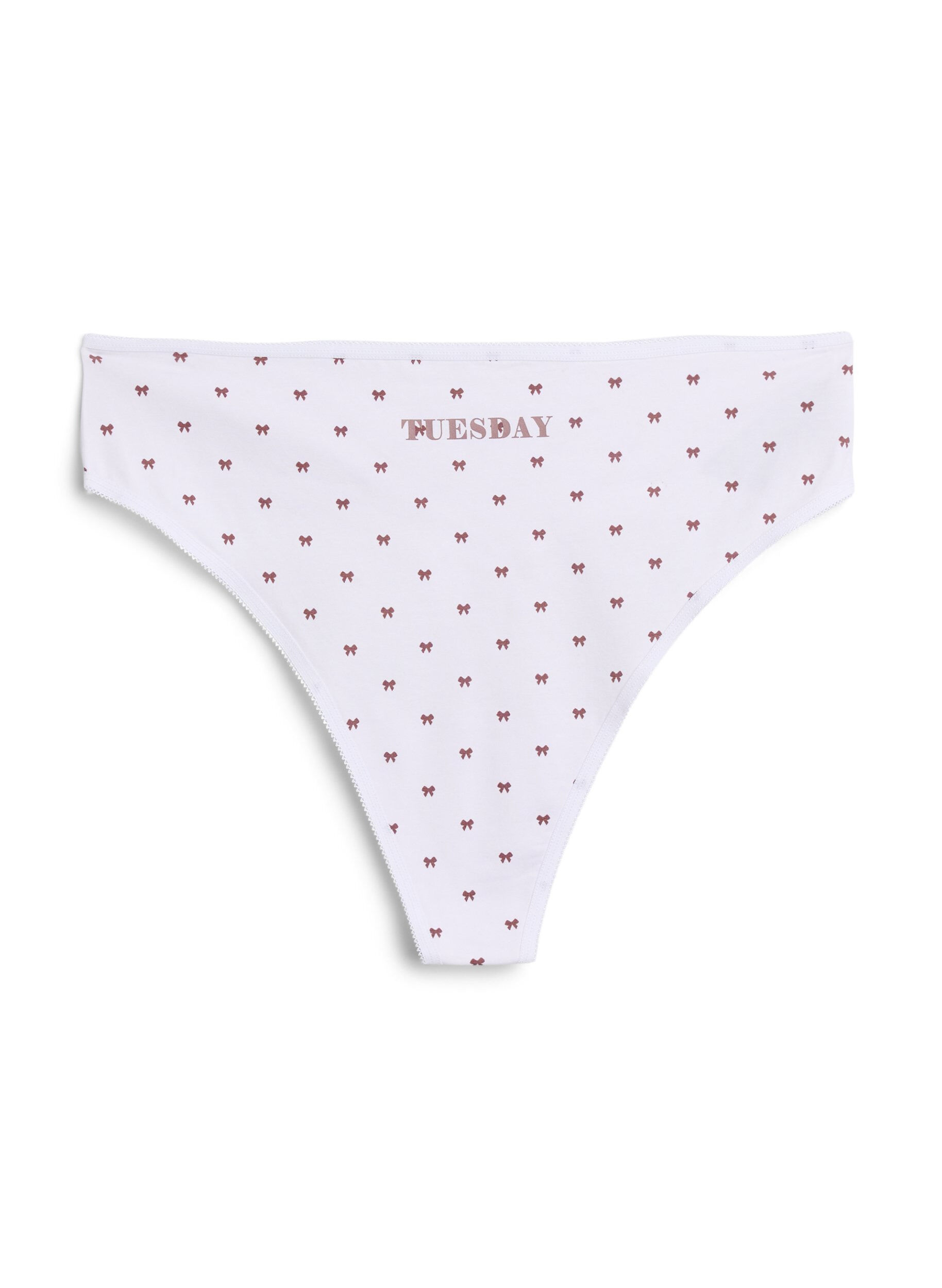Zizzi7-pack G-strings in katoen met weekdagen geprint, Roze, Packshot image number 3