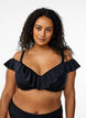 Bikini top met ruches en beugel, Zwart, Model image number 0