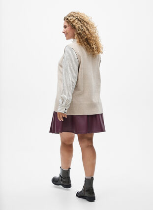 ZizziKorte skaterskirt in imitatieleer, Vineyard Wine, Model image number 1