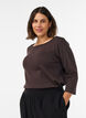 Basic T-shirt met boothals en 3/4-mouwen, Bruin, Model image number 0