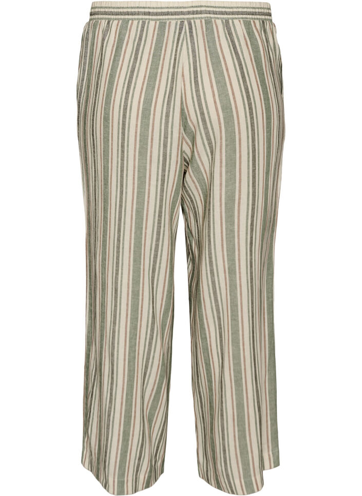 Wijde linnen en viscose broek, Vanille, Packshot image number 1