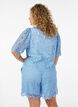 Kanten shorts met hoge taille en zakken, Blauw, Model image number 2