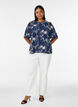 Blouse met korte mouwen en geborduurd patroon, Blauw, Model image number 1