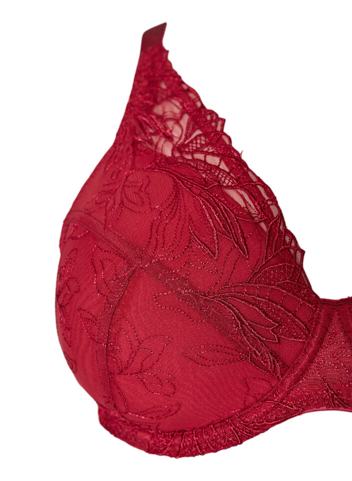 Gewatteerde kanten beha met beugel, Rood, Packshot image number 2