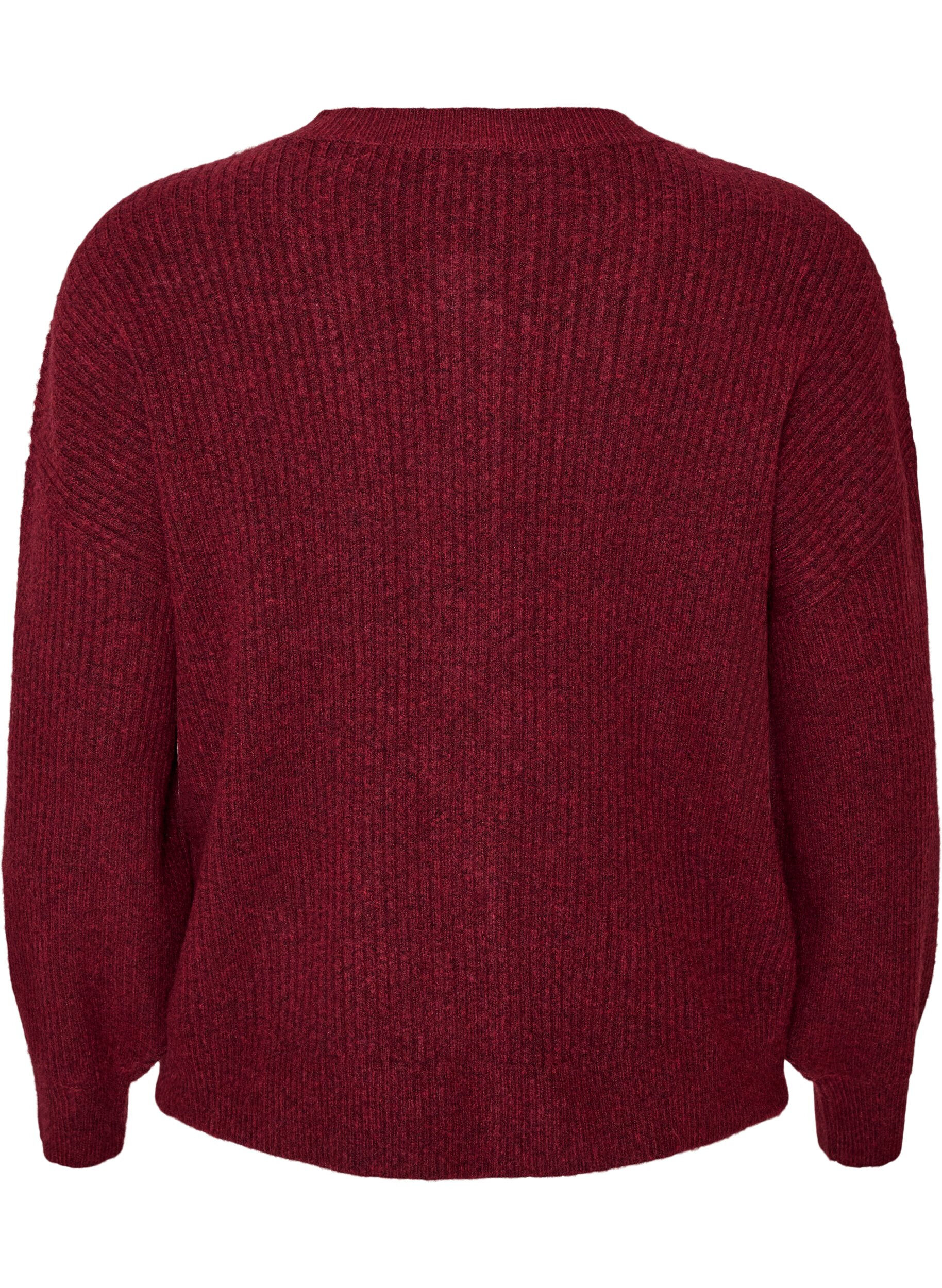 ZizziVest van ribtricot met knopen, Rood, Packshot image number 1