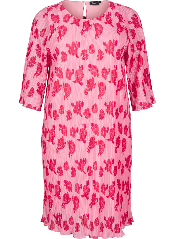 Geplooide jurk met 3/4 mouwen, Rose Flower, Packshot