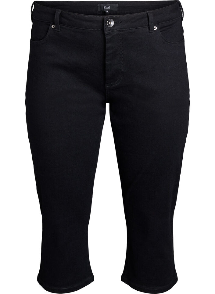 Emily slim fit denim capribroek, Zwart, Packshot image number 0