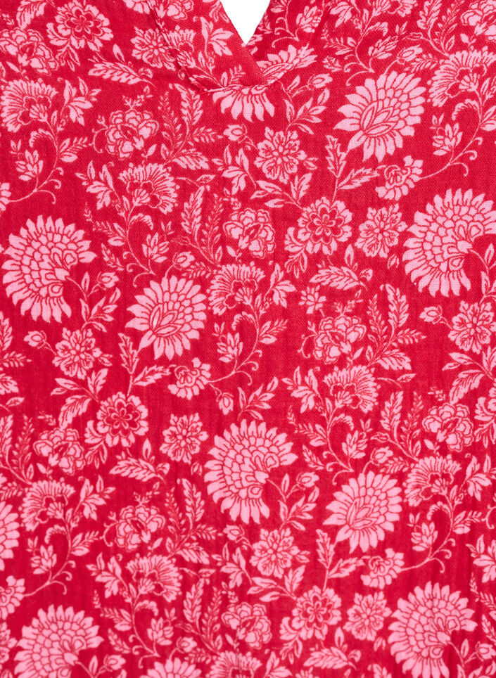 Korte A-lijn jurk in katoenen mousseline, Rood, Packshot image number 2