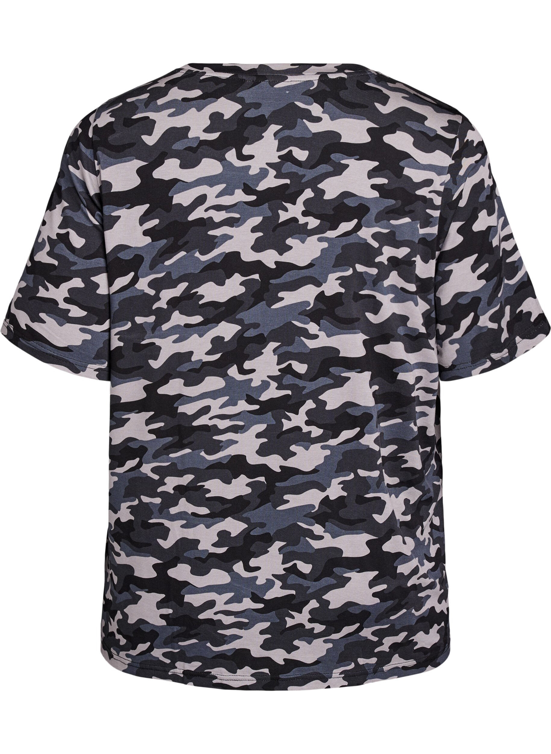 ZizziT-shirt avec TENCEL&trade; Lyocell et impression camouflage, Gris, Packshot image number 1