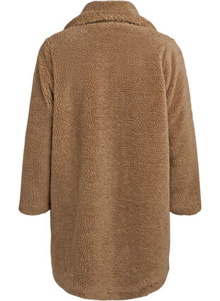 ZizziZachte teddystof jack met knoopsluiting en een kraag, Caribou, Packshot image number 1