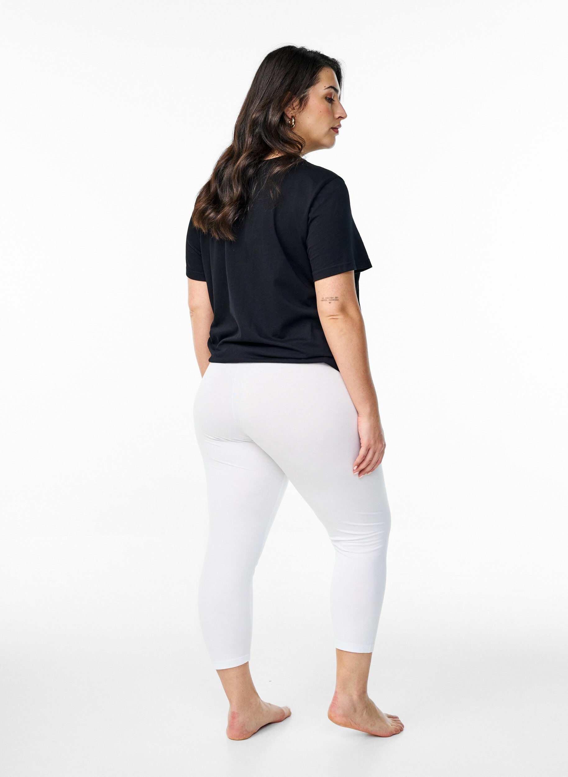 ZizziBasic 3/4 legging in viscose, Wit, Model image number 2