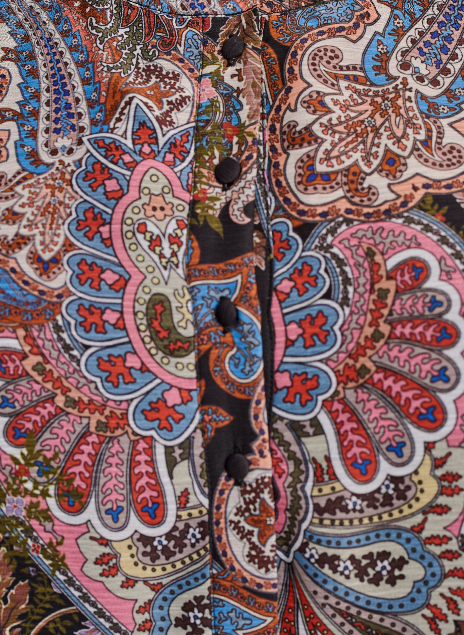 ZizziMidijurk met paisleydetails en lange mouwen, Zwart, Packshot image number 2