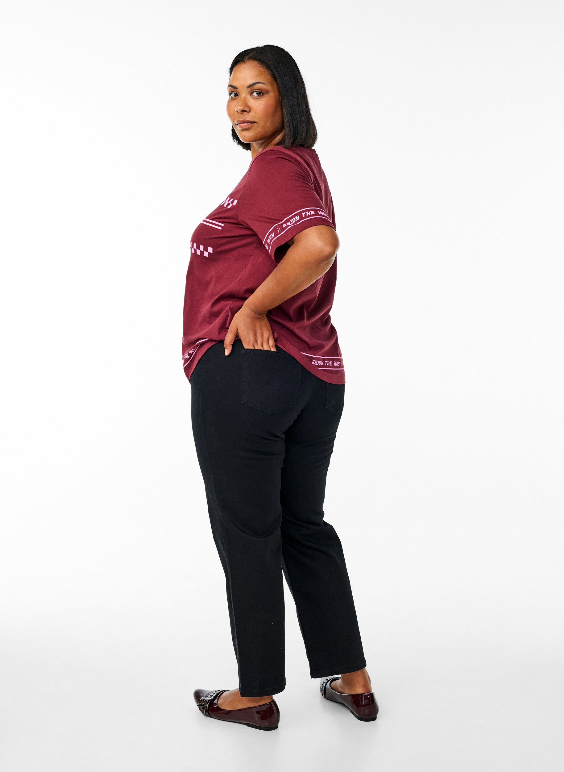 ZizziHigh-waisted Gemma jeans met een regular fit, Zwart, Model image number 1