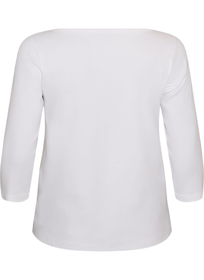 Basic T-shirt met boothals en 3/4-mouwen, Wit, Packshot image number 1