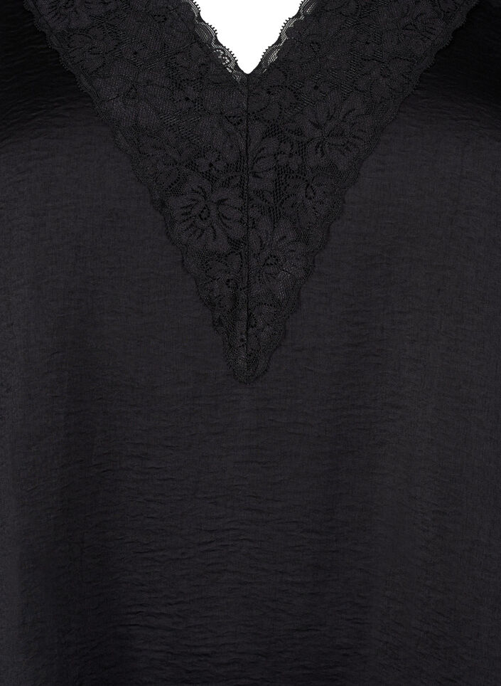 Mouwloos top met kant, Zwart, Packshot image number 2