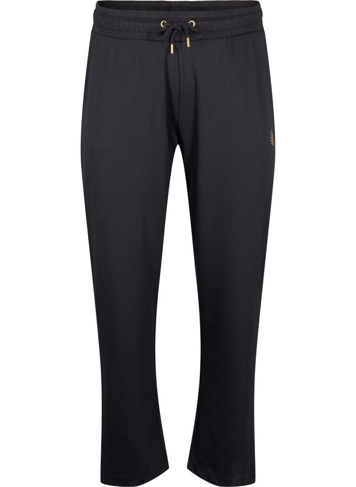 Joggingbroek met zakken en hoge taille, Black, Packshot
