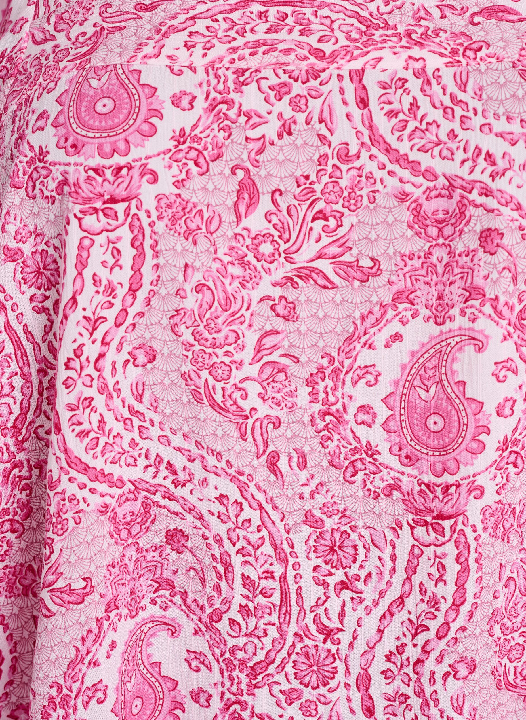 ZizziViscose blouse met paisleymotief en een vierkante halslijn, Roze, Packshot image number 2