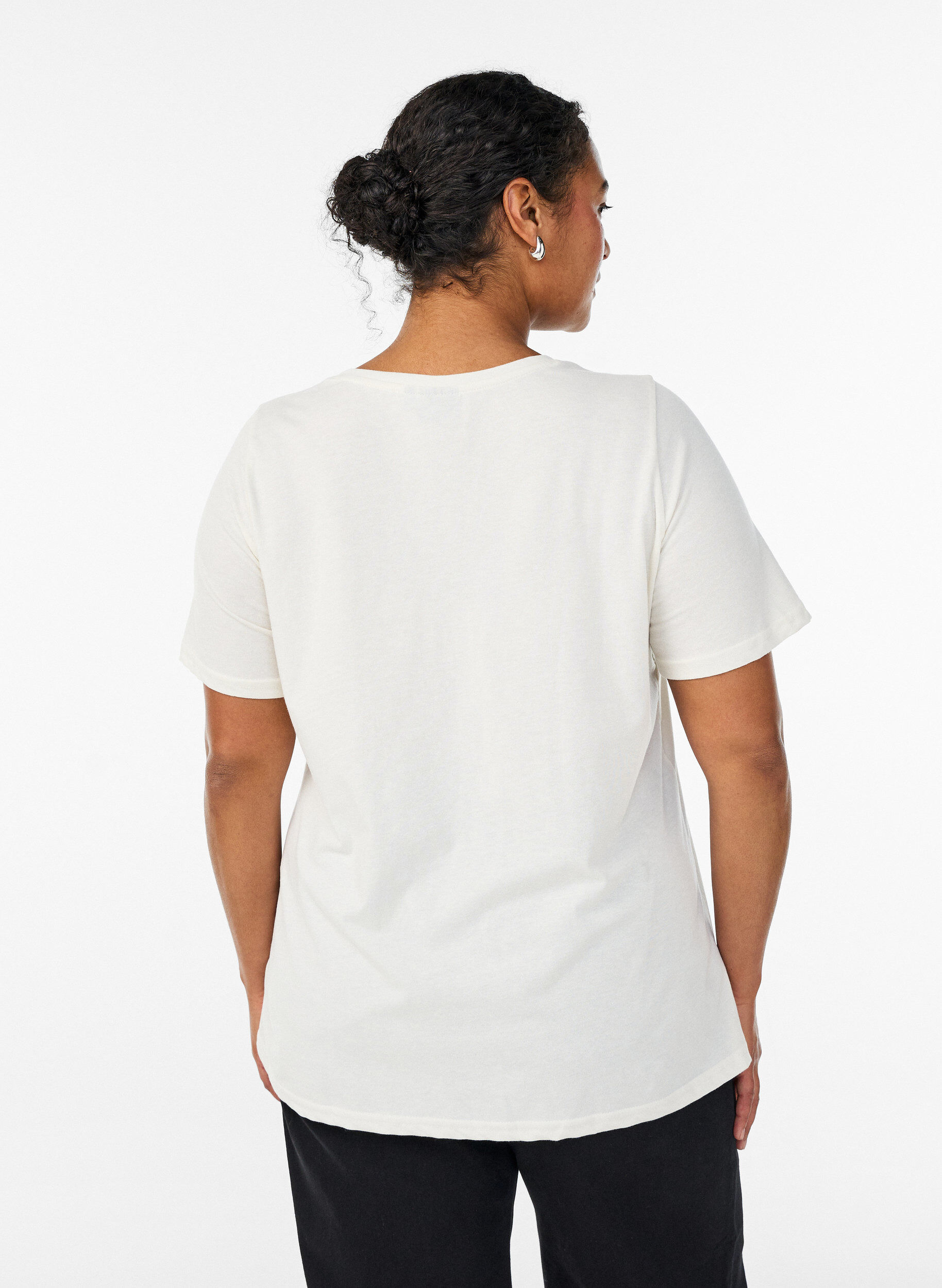 Zizzi T-shirt imprim&eacute;, Blanc, Model image number 2