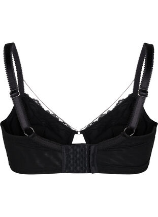 ZizziVolledig dekkende kanten bh met kettingdetail, Black, Packshot image number 1