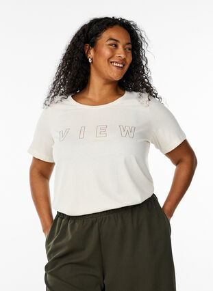 ZizziFLASH - T-shirt met motief, Tofu View, Model image number 0