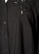 Shirtblouse met geborduurde bloemapplicaties, Zwart, Packshot image number 2