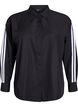 Los shirt met sportieve strepen op de mouwen, Zwart, Packshot image number 0