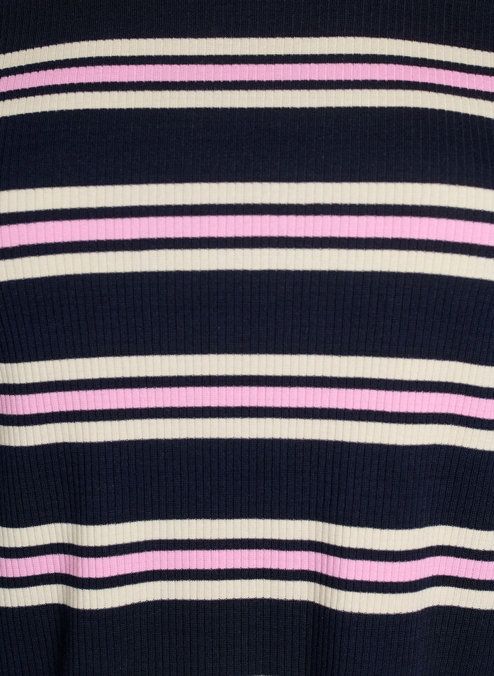 Nachtbovenstuk met lange mouwen in geribde jersey met strepen, Blauw, Packshot image number 2