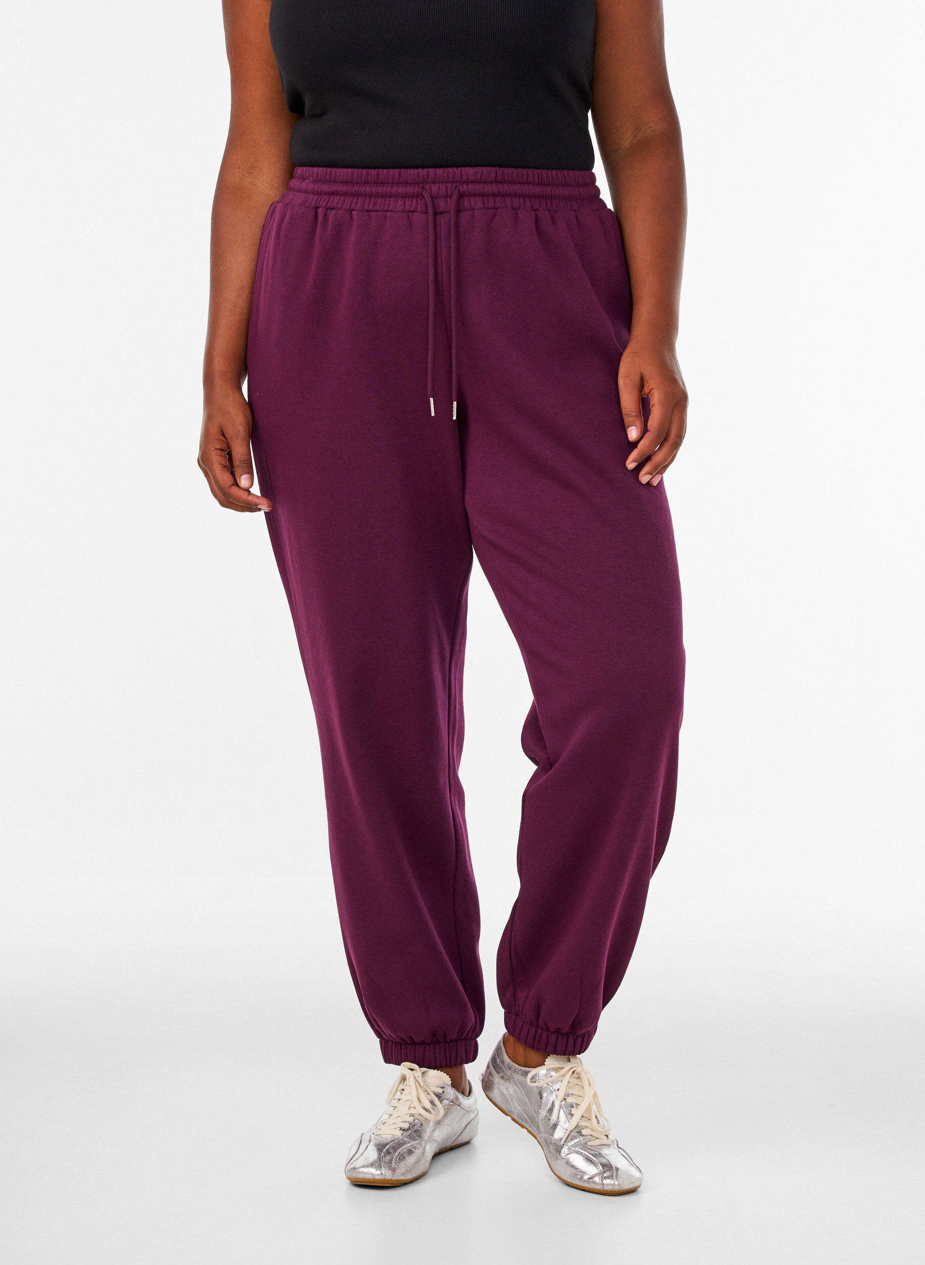 ZizziSweatpants met hoge taille en trekkoord, Paars, Model image number 2