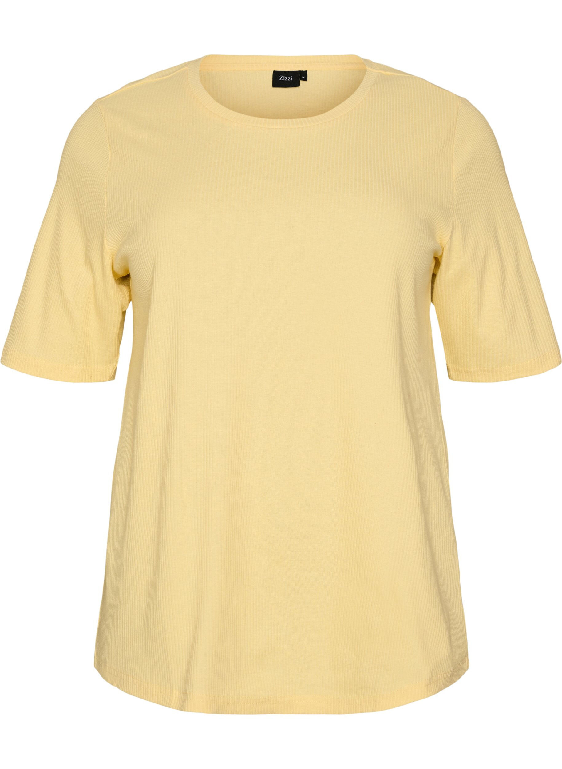 Geribde jersey blouse met korte mouwen