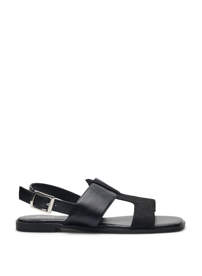 Wide fit - Sandalen met brede banden, Black, Packshot