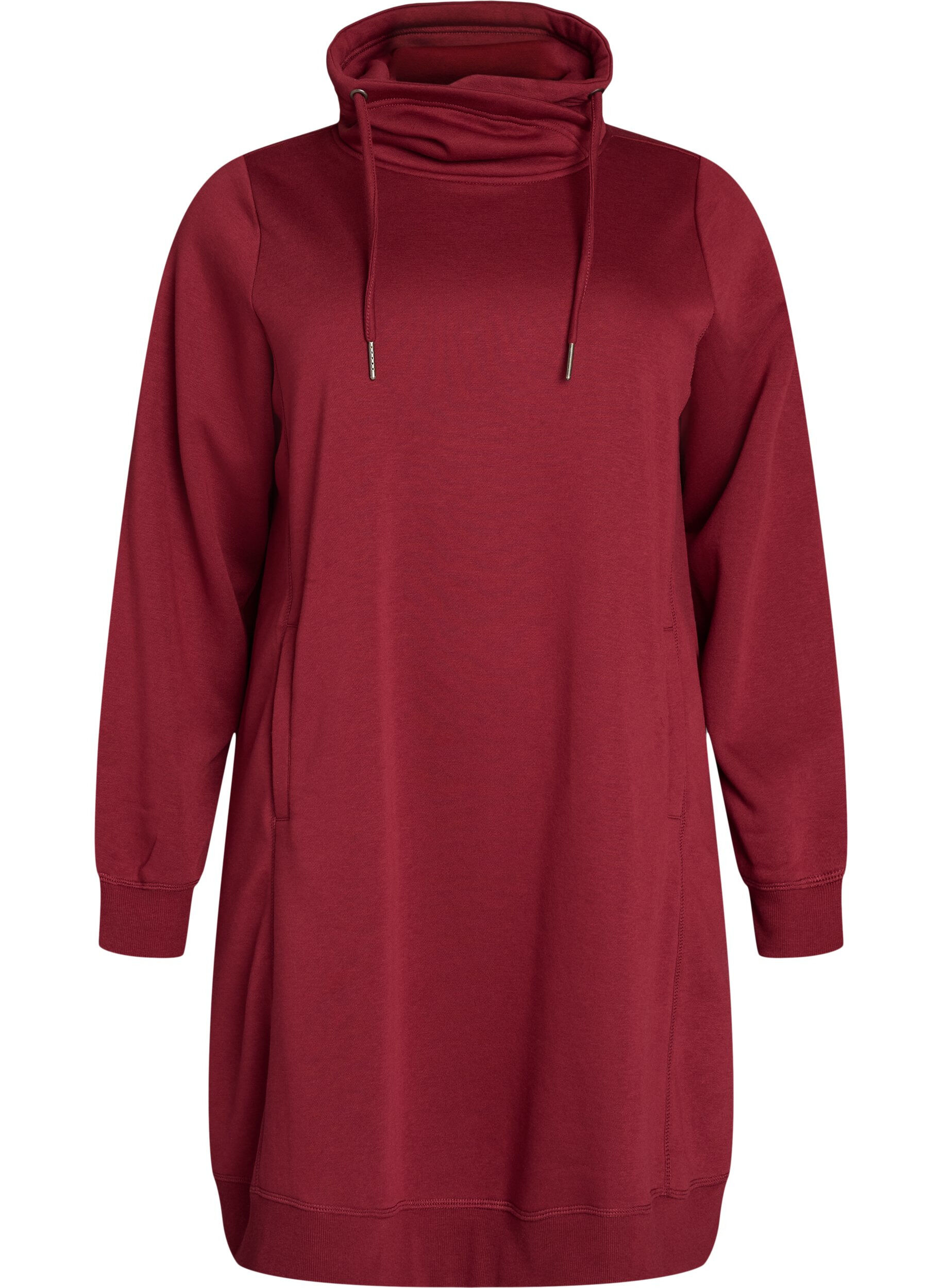 FLASH - Kort sweatshirt jurk met hoge kraag en zakken