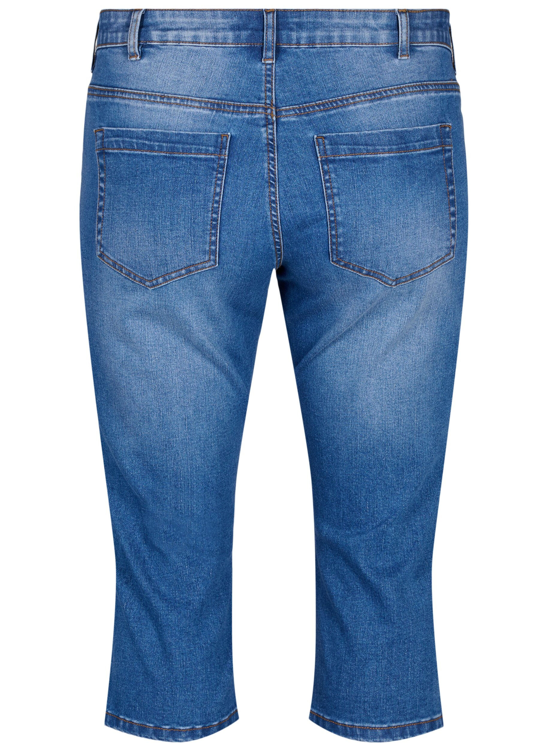 Zizzi Pantacourt Emily coupe slim en denim, Blue Denim, Packshot image number 1