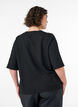 Blouse met een geribde textuur en knoopsluiting, Zwart, Model image number 2